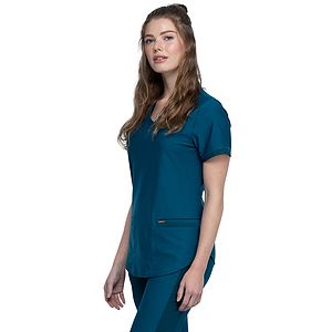 Cherokee - Form - Women's 2-Pocket Curved Hemline V-Neck Top