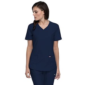 Cherokee - Form - Women's 2-Pocket Curved Hemline V-Neck Top