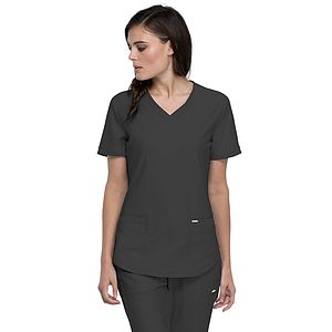 Cherokee - Form - Women's 2-Pocket Curved Hemline V-Neck Top