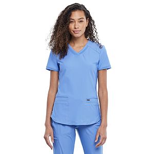 Cherokee - Form - Women's 2-Pocket Curved Hemline V-Neck Top