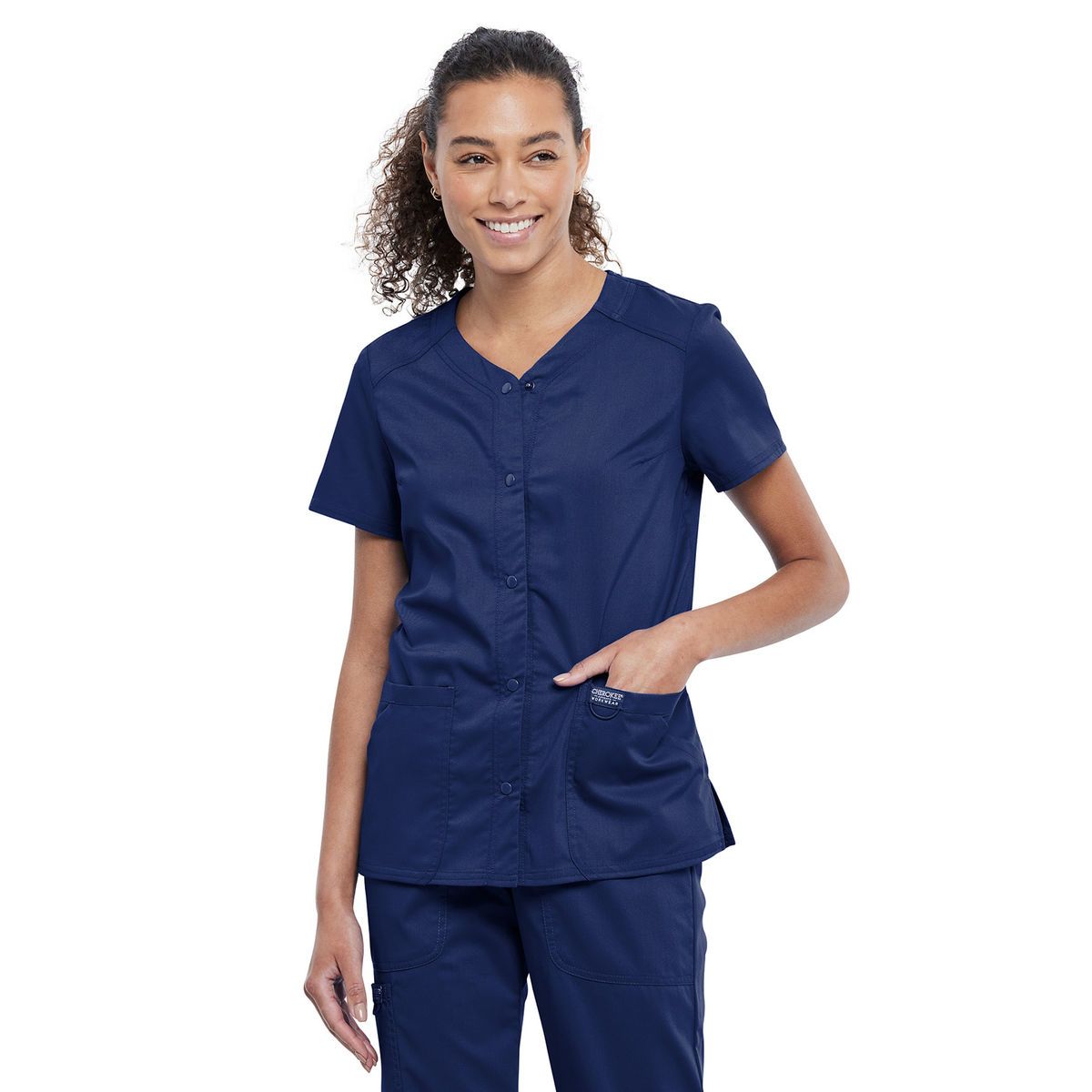 Cherokee - Workwear Revolution - Snap Front V-Neck Top