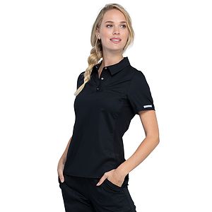 Cherokee - Workwear Revolution - Women's 1-Pocket Tuckable Snap Front Polo Shirt