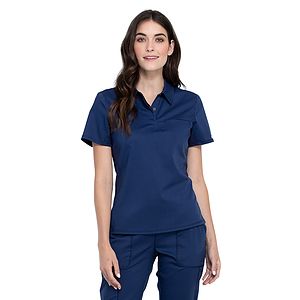 Cherokee - Workwear Revolution - Women's 1-Pocket Tuckable Snap Front Polo Shirt