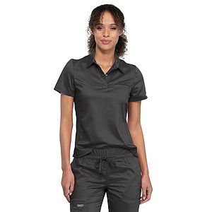 Cherokee - Workwear Revolution - Women's 1-Pocket Tuckable Snap Front Polo Shirt