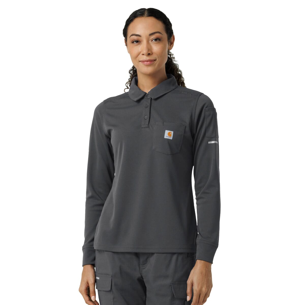 Carhartt Scrubs - Women's Three-Pocket Heavyweight Long Sleeve Polo Scrub Top