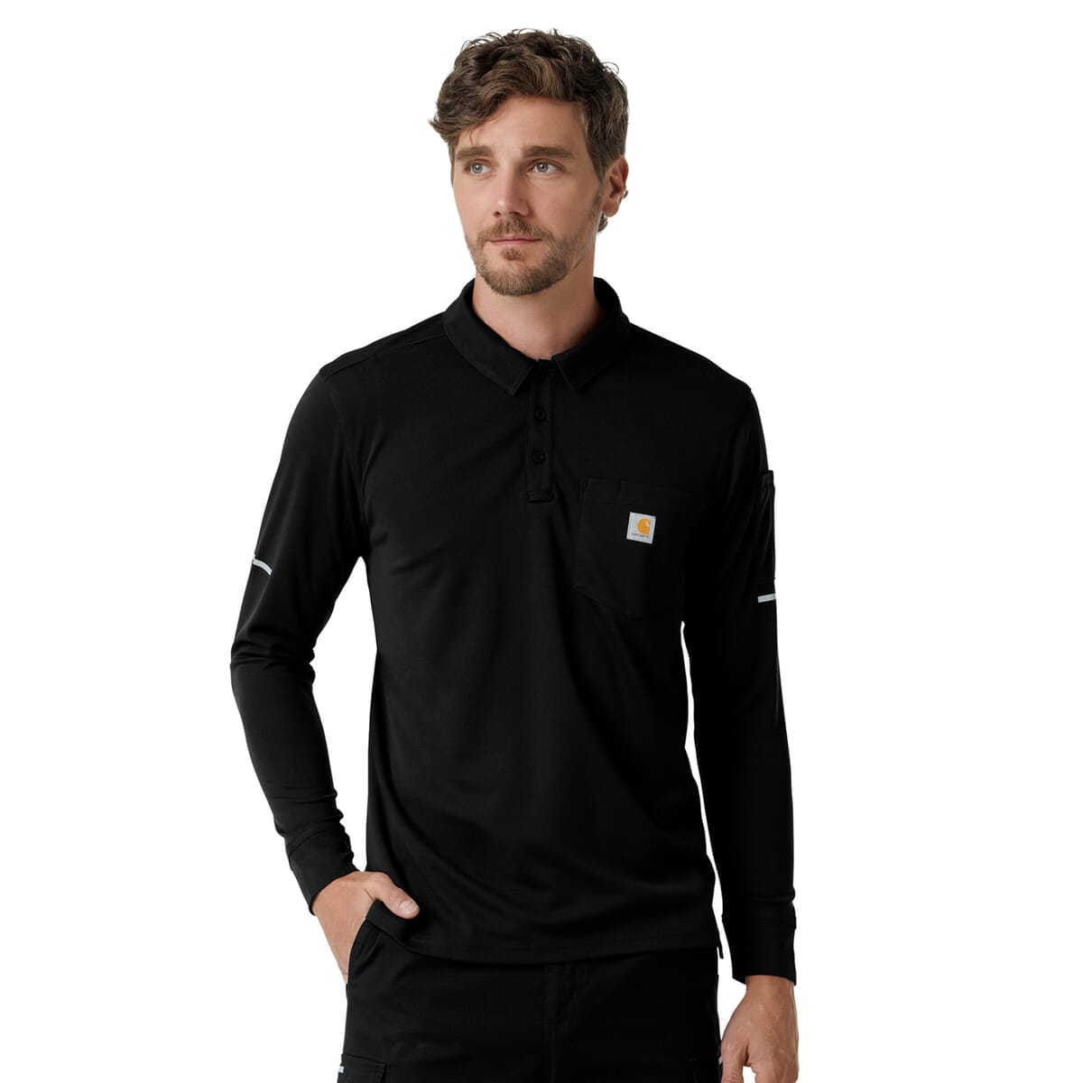 Carhartt Scrubs - Men's Three-Pocket  Heavyweight Long Sleeve Polo Scrub Top