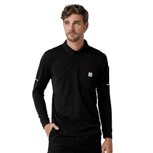 Carhartt Scrubs - Men's Three-Pocket  Heavyweight Long Sleeve Polo Scrub Top