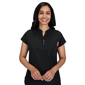 koi - Solis - Women's Zipper Neck Combo Chest Pocket Catrin Top