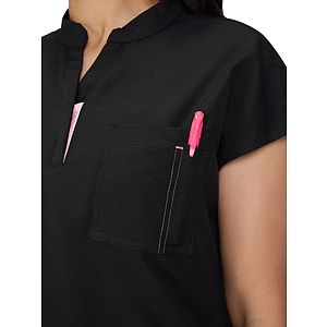 koi - Solis - Women's Zipper Neck Combo Chest Pocket Catrin Top