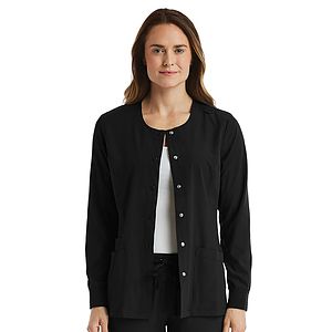 ScrubJoy Originals - Women's Round-Neck Snap Button Jacket