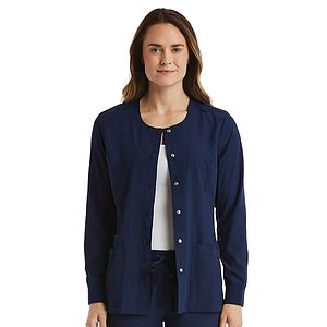 ScrubJoy Originals - Women's Round-Neck Snap Button Jacket