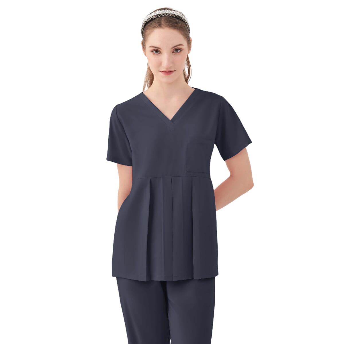 Parkley Quantum - Women's One-Pocket ASPEN Peplum Maternity V-Neck Top