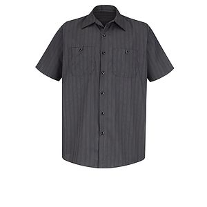 Red Kap Shirts -  Men's Short Sleeve Striped Work Shirt