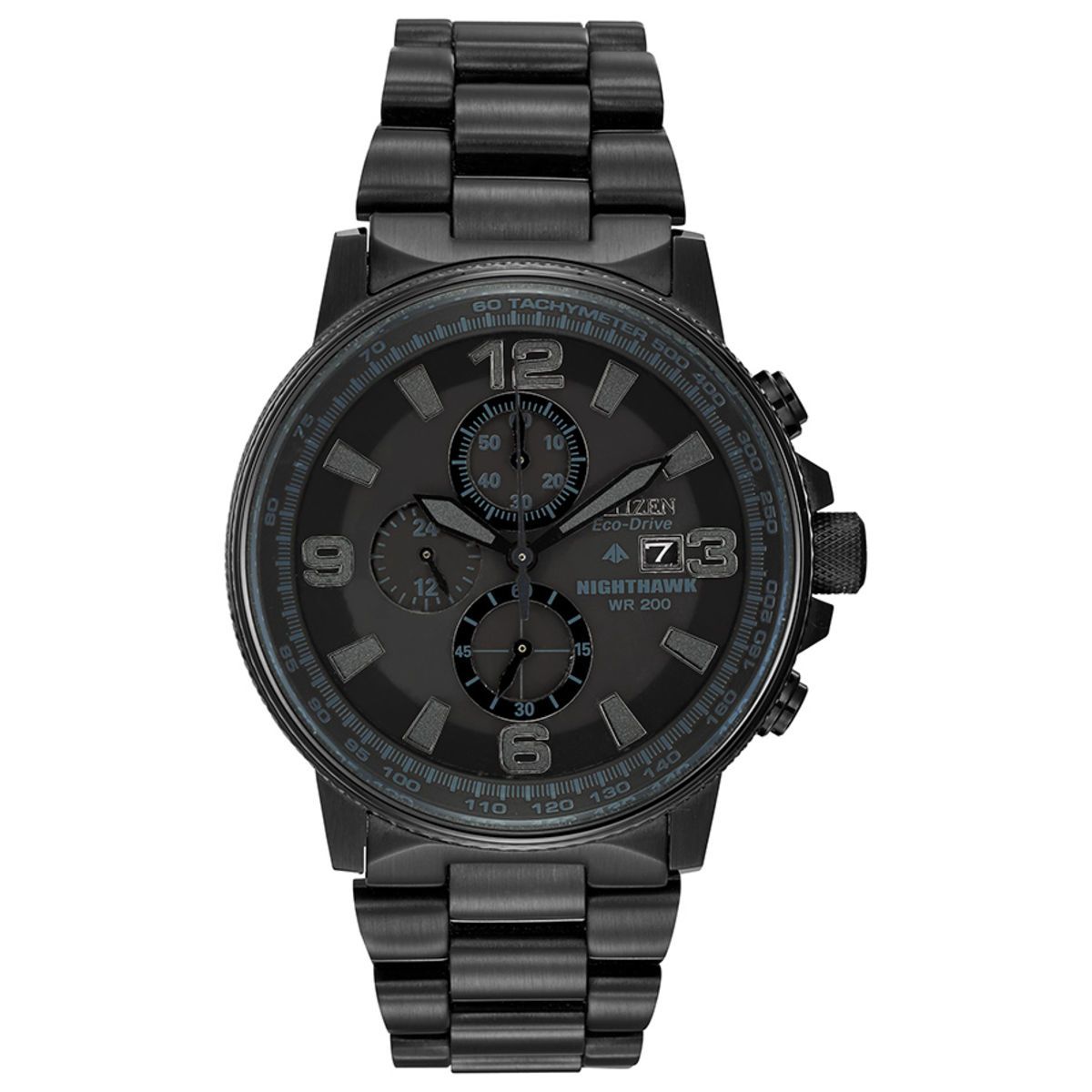 Men's Nighthawk Eco-Drive Watch, Stainless Steel Black Ion Plating