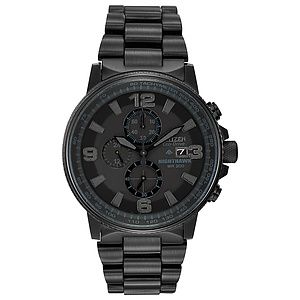 Men's Nighthawk Eco-Drive Watch, Stainless Steel Black Ion Plating