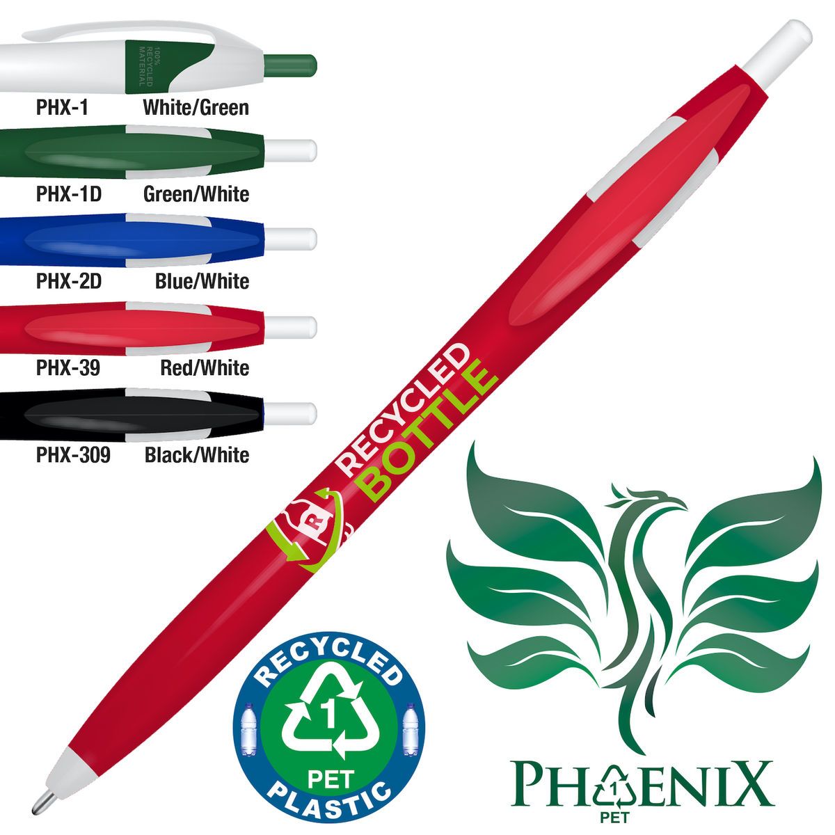 Phoenix 100 Recyeled P.E.T. Plastic Ballpoint Pen