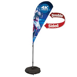 6' Streamline Teardrop Sail Sign Flag Kit (Double-Sided with Three-Legged Scissor Base)