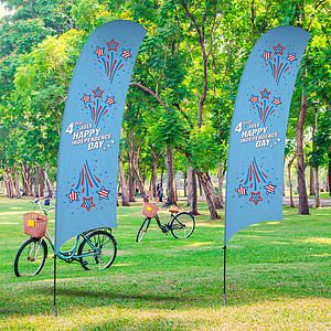 15' Value Razor Sail Sign Kit (Double-Sided with Cross Base)