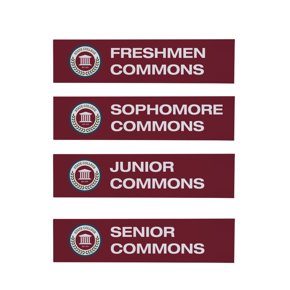 Wayfinding Rectangle Sign Post Set of Four Graphic Signs
