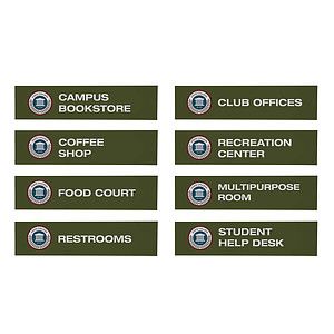 Wayfinding Rectangle Sign Post Set of Eight Graphic Signs