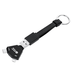Kelso 22cm length TPE 3in1 Charging Cables w/ USB tip, Type C tip, iPhone & Android 2 in 1 tip