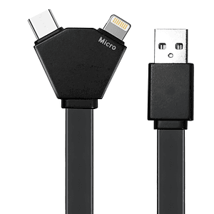 Kelso 22cm length TPE 3in1 Charging Cables w/ USB tip, Type C tip, iPhone & Android 2 in 1 tip