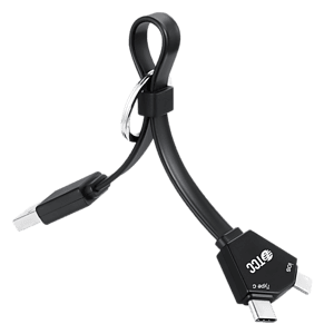 Kelso 22cm length TPE 3in1 Charging Cables w/ USB tip, Type C tip, iPhone & Android 2 in 1 tip