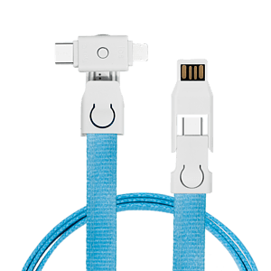 Justine Street 900cm Lanyard, 4in1 Charging Cable w/ USB Tip and Type C