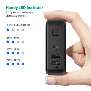 RAVPower 6700mAh Power Bank with Dual USB Wall Charger
