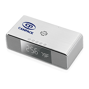 Encino Bluetooth Speaker and Wireless Charging Desk Clock