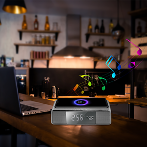 Encino Bluetooth Speaker and Wireless Charging Desk Clock