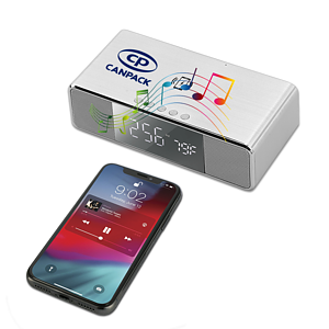 Encino Bluetooth Speaker and Wireless Charging Desk Clock