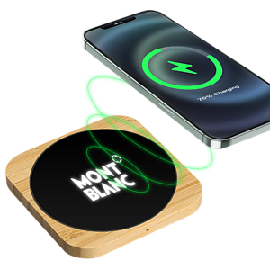 Naperville Light-up Bamboo Wireless Charger Square 15W
