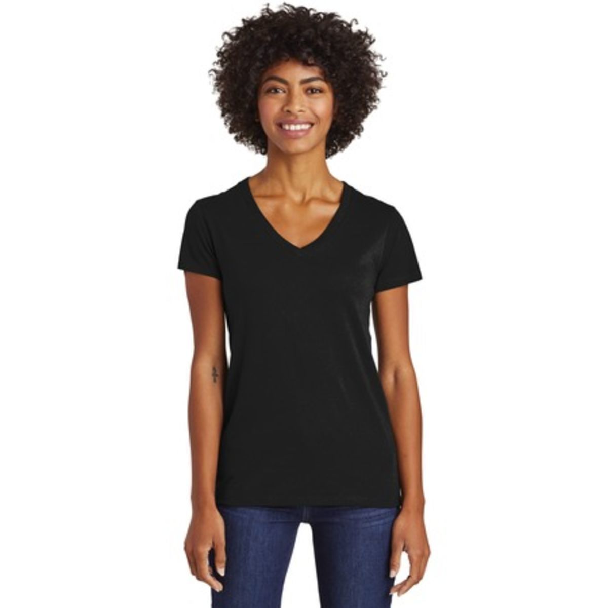Discontinued alternative women's runaway blended jersey v-neck tee