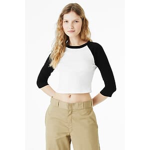BELLA+CANVAS Women's Micro Rib 3/4 Raglan Baby Tee BC1200