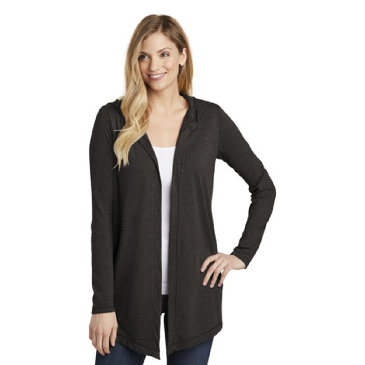 District Women's Perfect Tri Hooded Cardigan. DT156