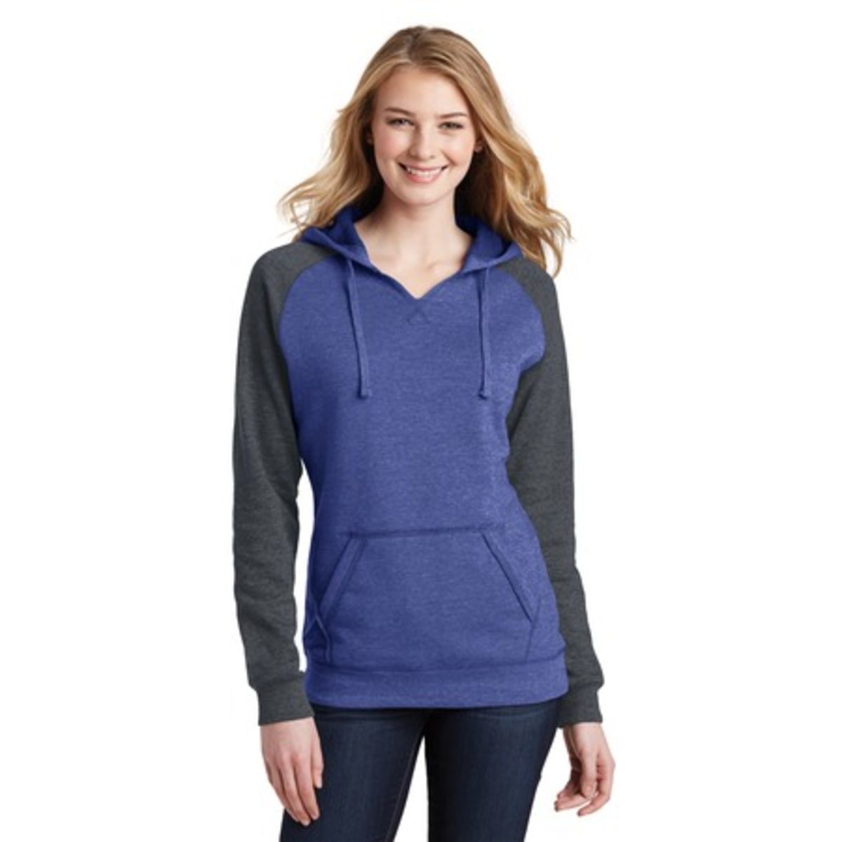 District Women's Lightweight Fleece Raglan Hoodie. DT296