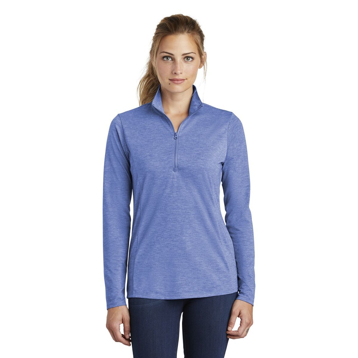 KLST407 Sport-Tek Women's PosiCharge Tri-Blend Wicking 14-Zip Pullover