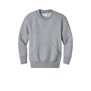 Port & Co Youth Core Fleece Crewneck Pocket Sweatshirt PC78YPKT
