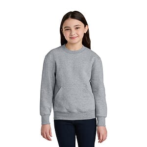 Port & Co Youth Core Fleece Crewneck Pocket Sweatshirt PC78YPKT