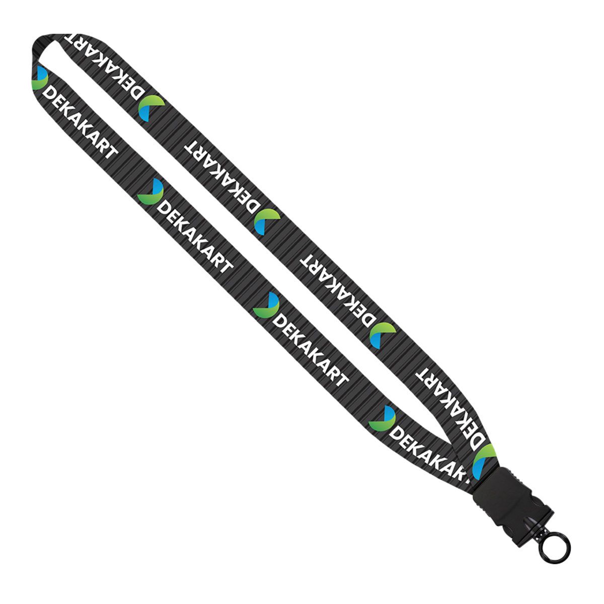 1 dye-sublimated lanyard with plastic snap-buckle release