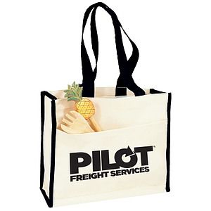 Canvas Gusset Tote w/Colored Handles