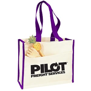 Canvas Gusset Tote w/Colored Handles