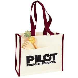 Canvas Gusset Tote w/Colored Handles