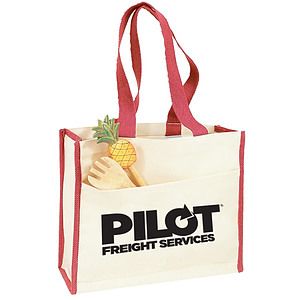 Canvas Gusset Tote w/Colored Handles