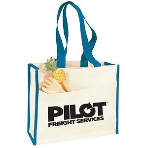 Canvas Gusset Tote w/Colored Handles