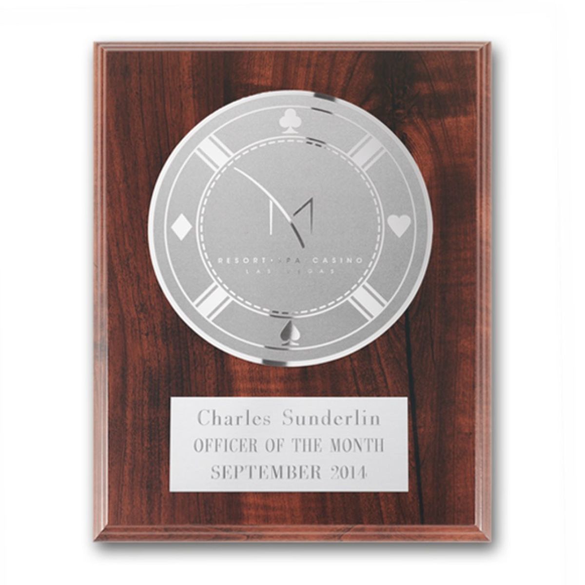 Etch/Frosted Plaq - Walnut Finish/Silver