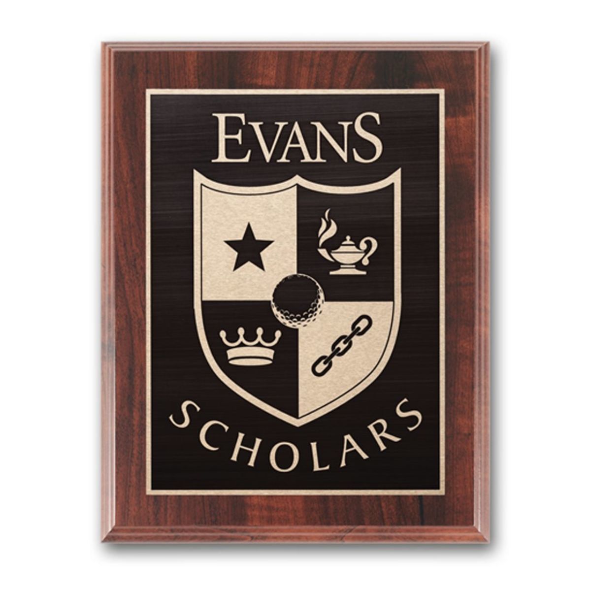 Etch/Antiqued Plaq - Walnut Finish