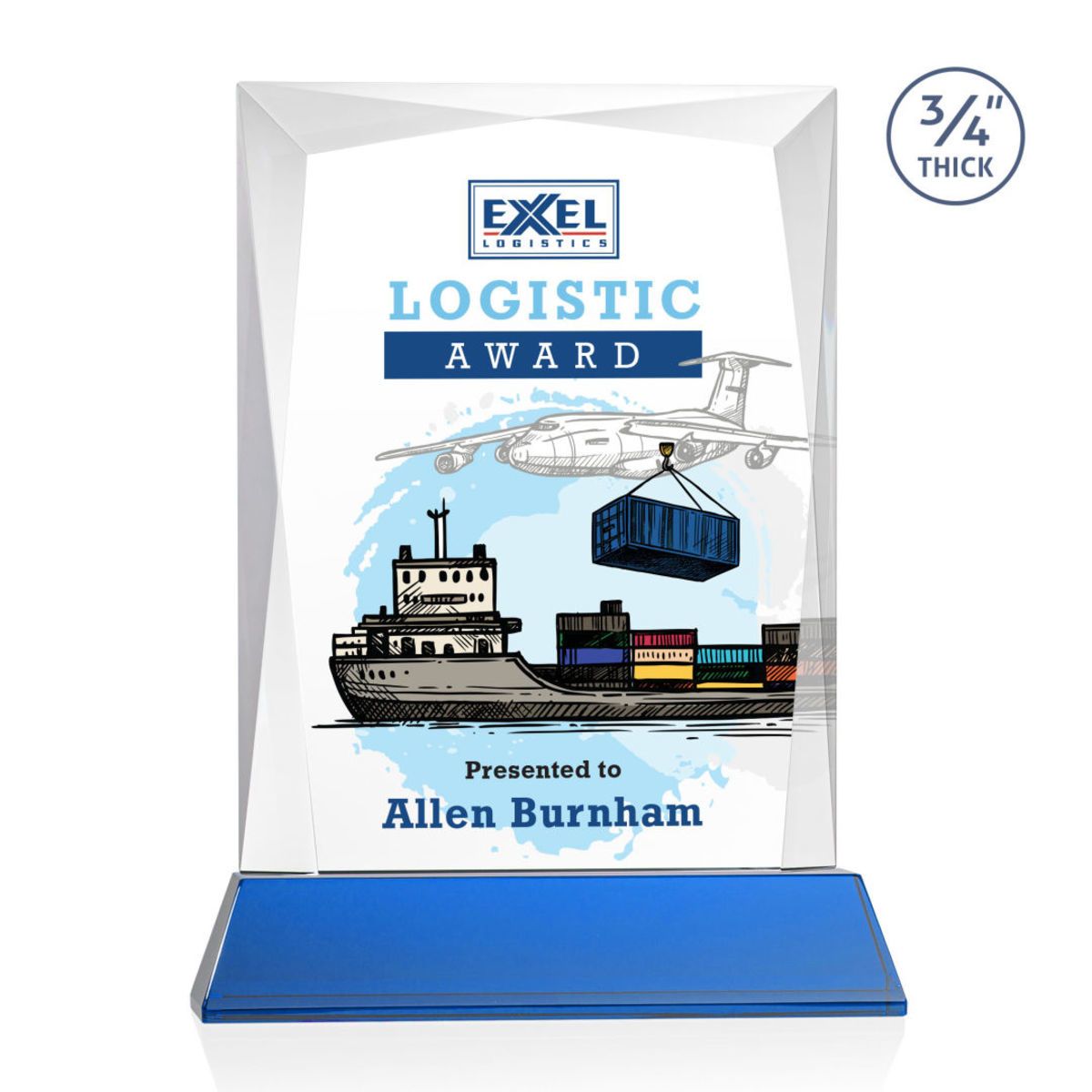 Messina VividPrint™ Award on Newhaven Base - Blue