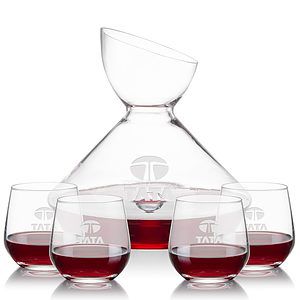 Woodbury Carafe & Garland Stemless Wine
